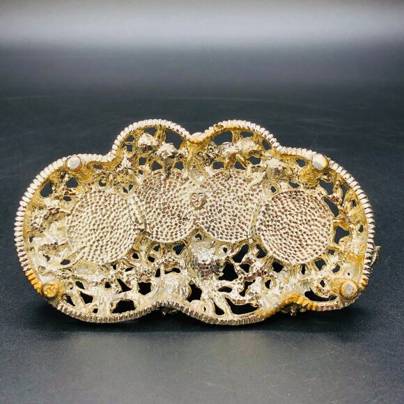 Vintage SAM FINK Ormolu Filigree Lipstick Holder Tray Hollywood Regency Vanity - Picture 8 of 14